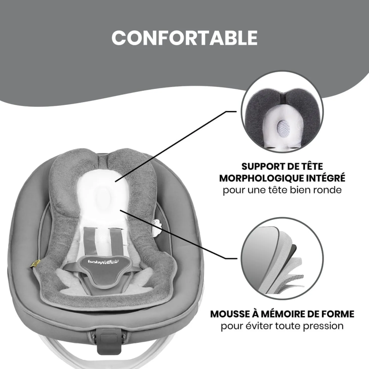 Babymoov Coussin réducteur Cosymorpho Smokey Gris