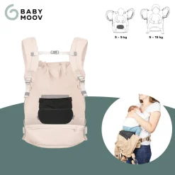 Babymoov Coussin réducteur nouveau-né porte bébé Moov&Boost Noir