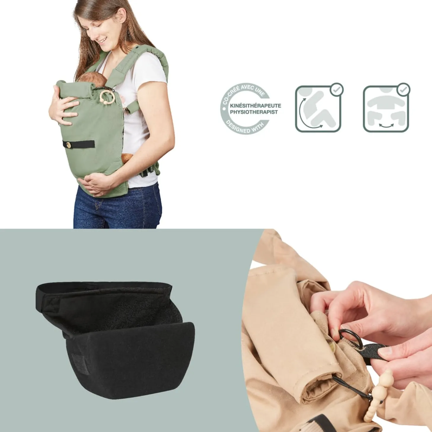 Babymoov Coussin réducteur nouveau-né porte bébé Moov&Boost Noir
