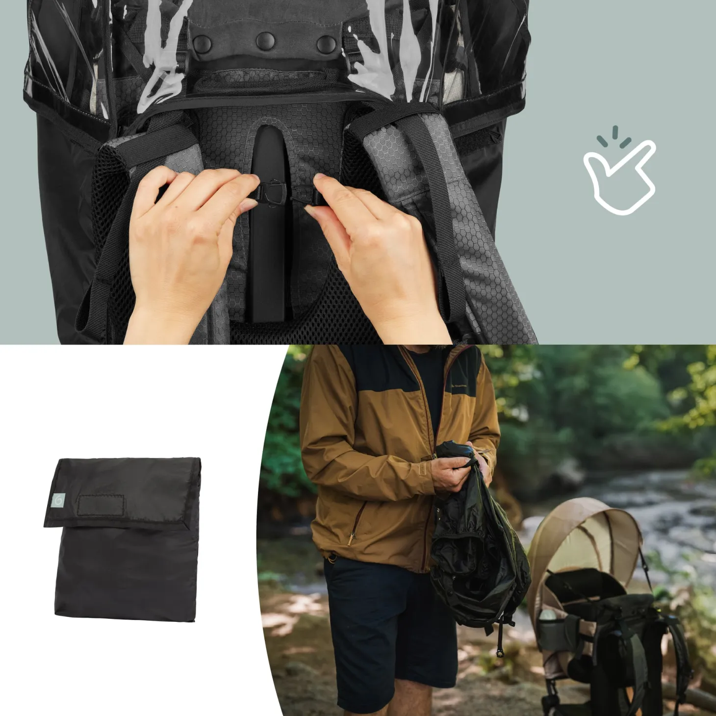 Babymoov Housse de Pluie Porte Bebe Moov & Hike Black