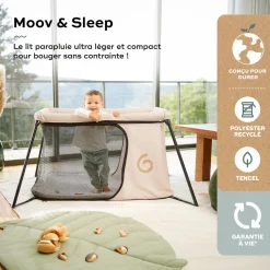Babymoov                    Lit parapluie Moov & Sleep    Sable / Noir