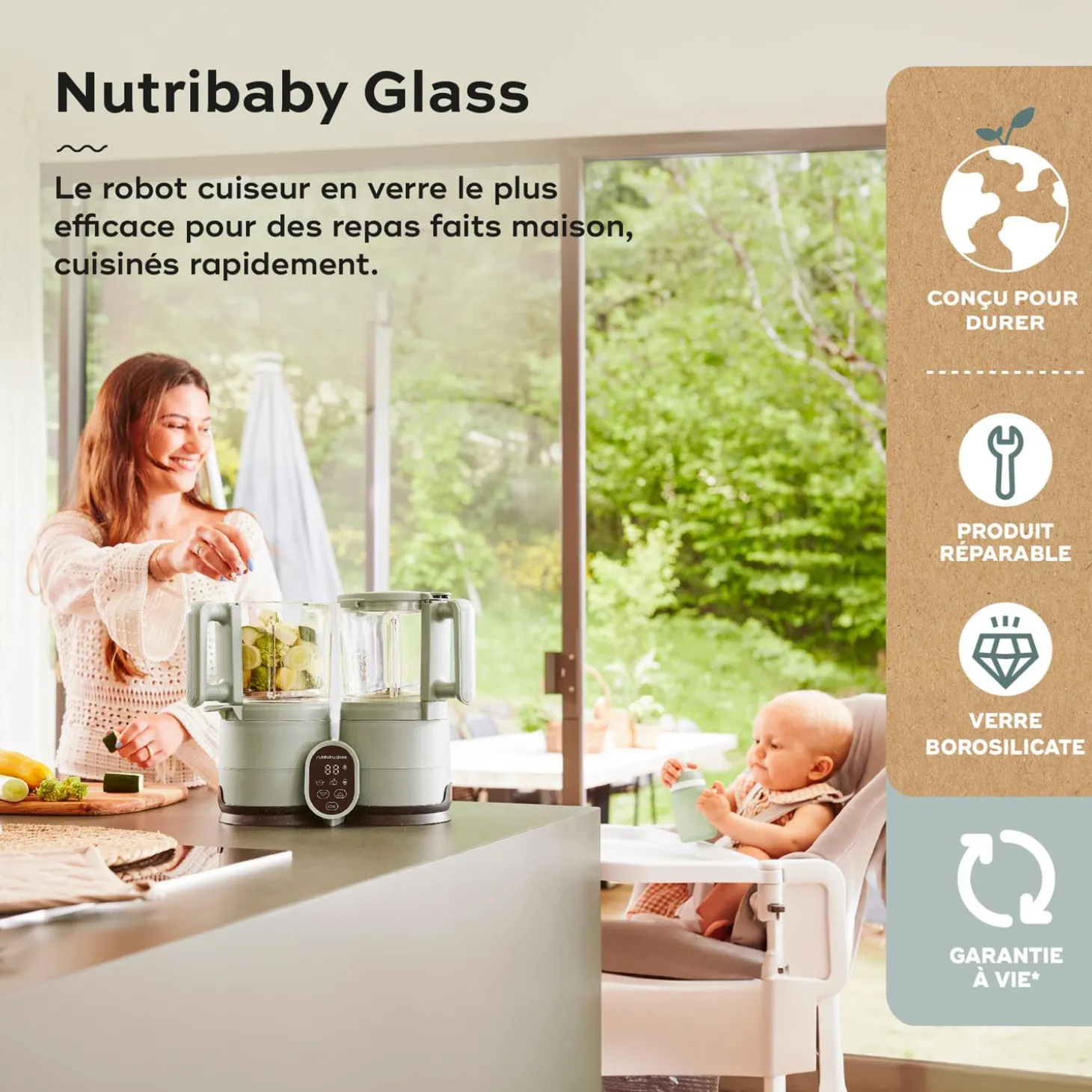 Babymoov Nutribaby glass Vert Celadon