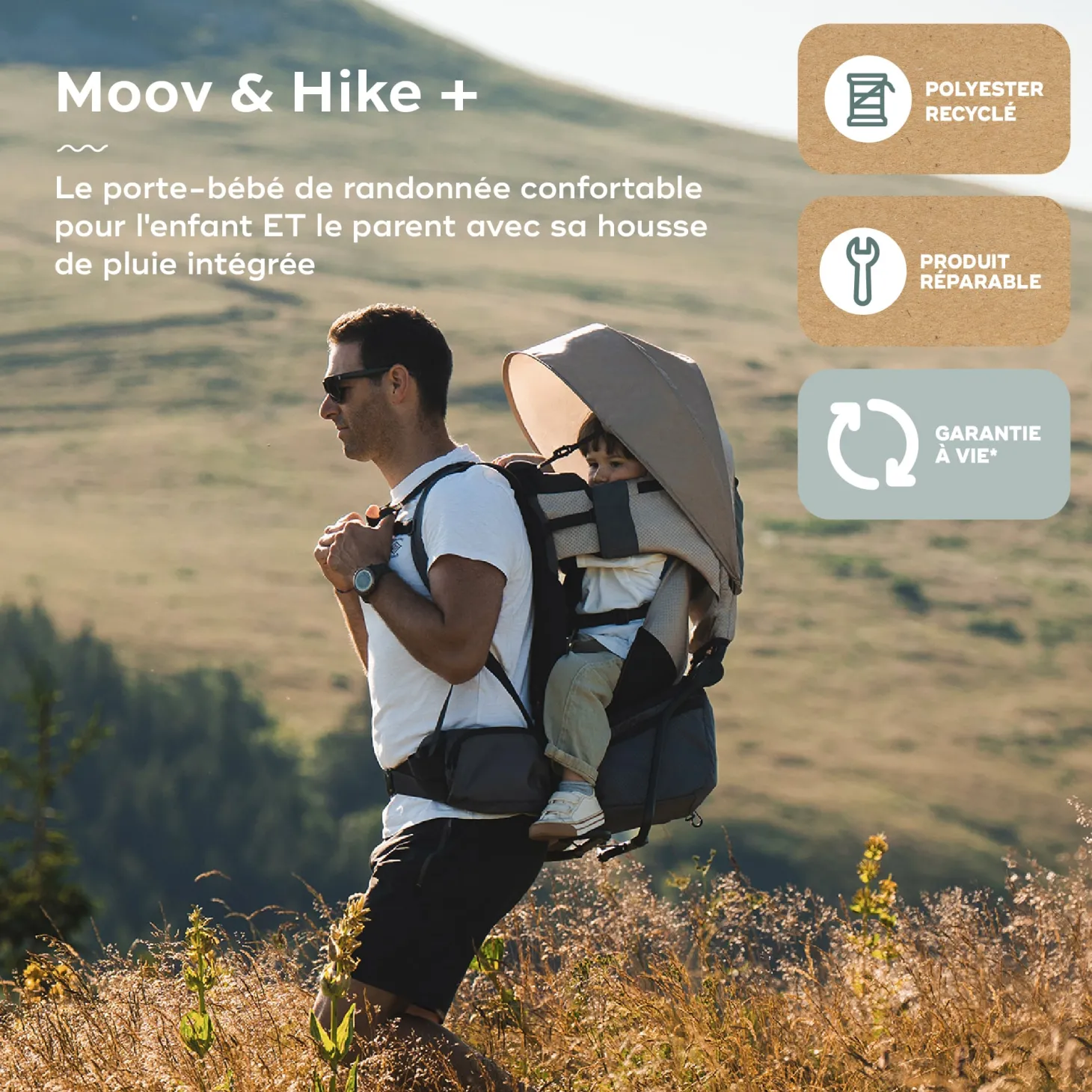 Babymoov Porte-Bébé de Randonnée avec habillage pluie Moov & Hike Dune