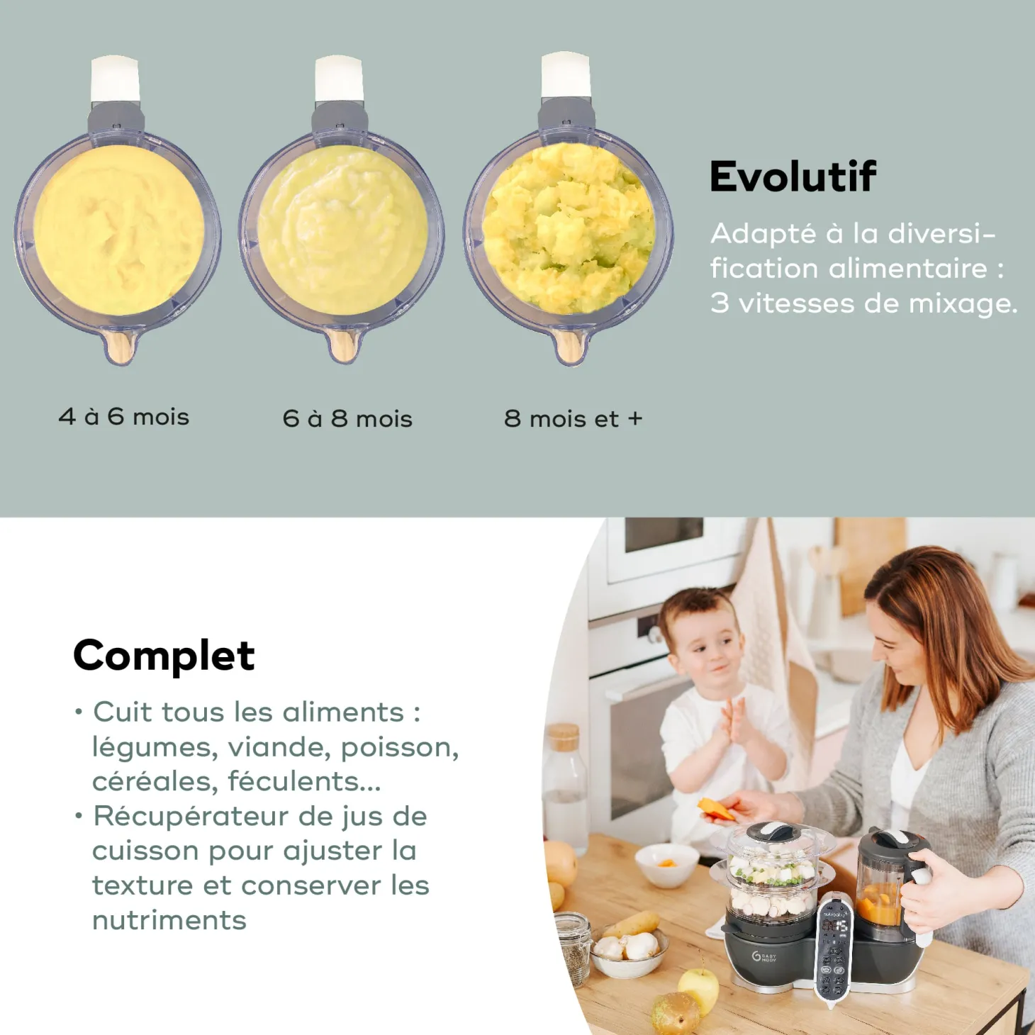 Babymoov Robot multifonction Nutribaby Plus Industrial Grey