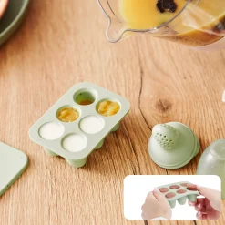 Babymoov Set Contenants Silicone & Grignoteuse Vert Et Beige