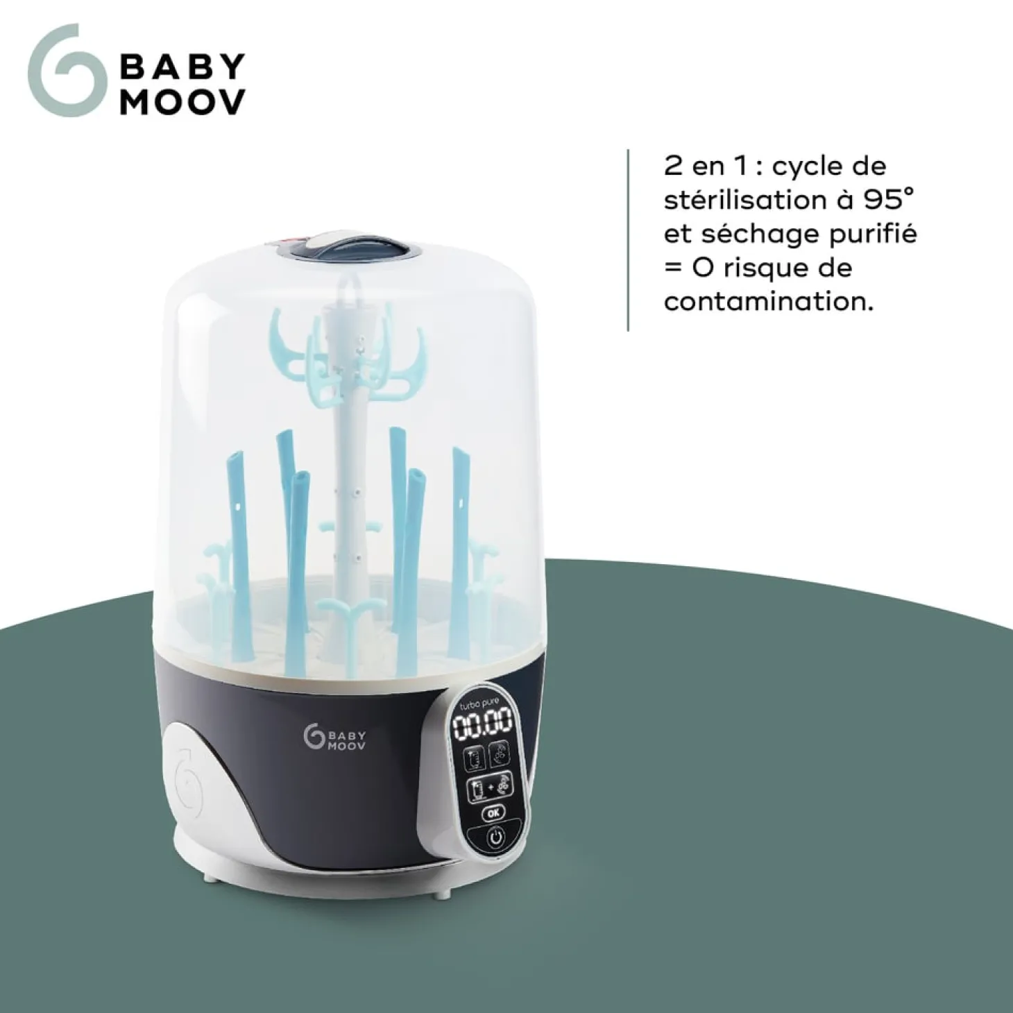 Babymoov Stérilisateur Turbo Pure Gris/Bleu