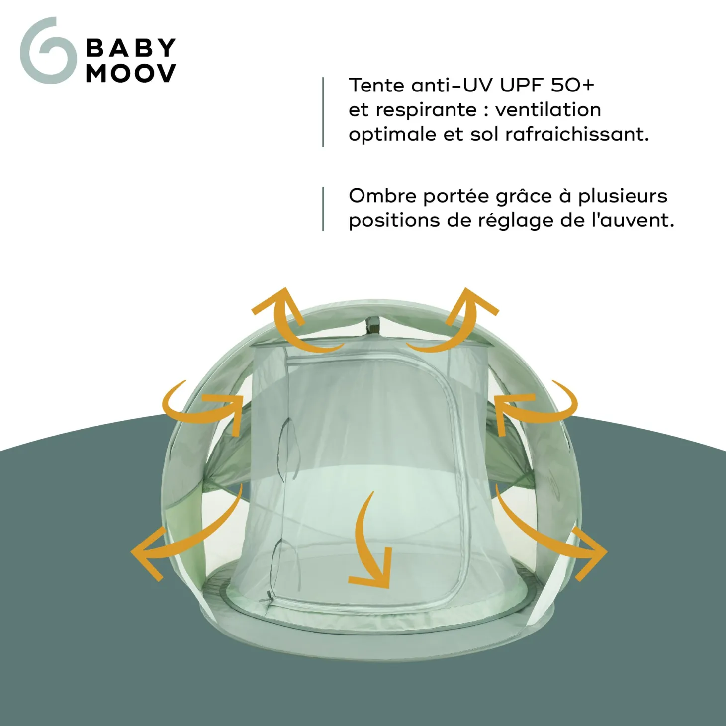 Babymoov Tente anti-uv rafraichissante Moov & Protect Vert lagon