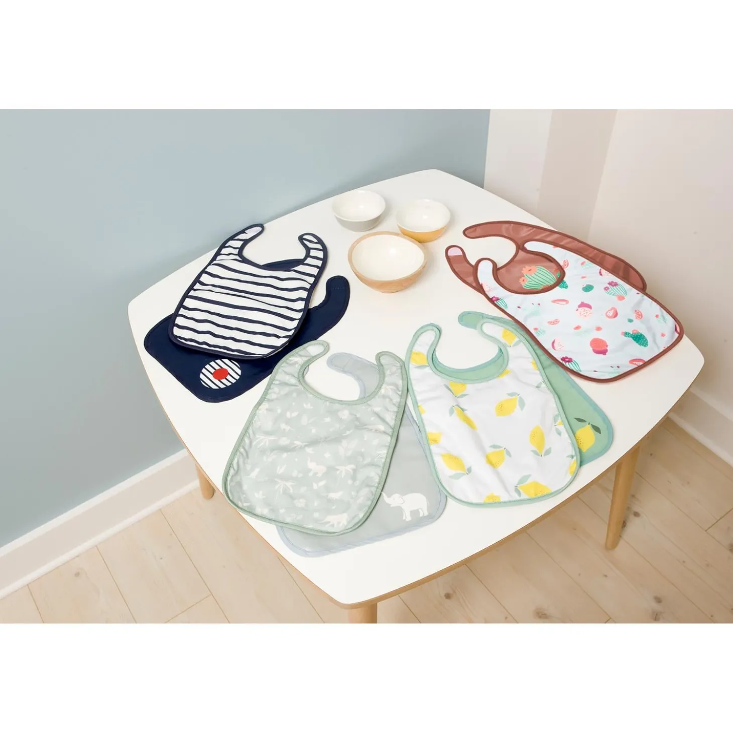 BabyToLove Lot de 2 bavoirs bi-matières Blue Stripes