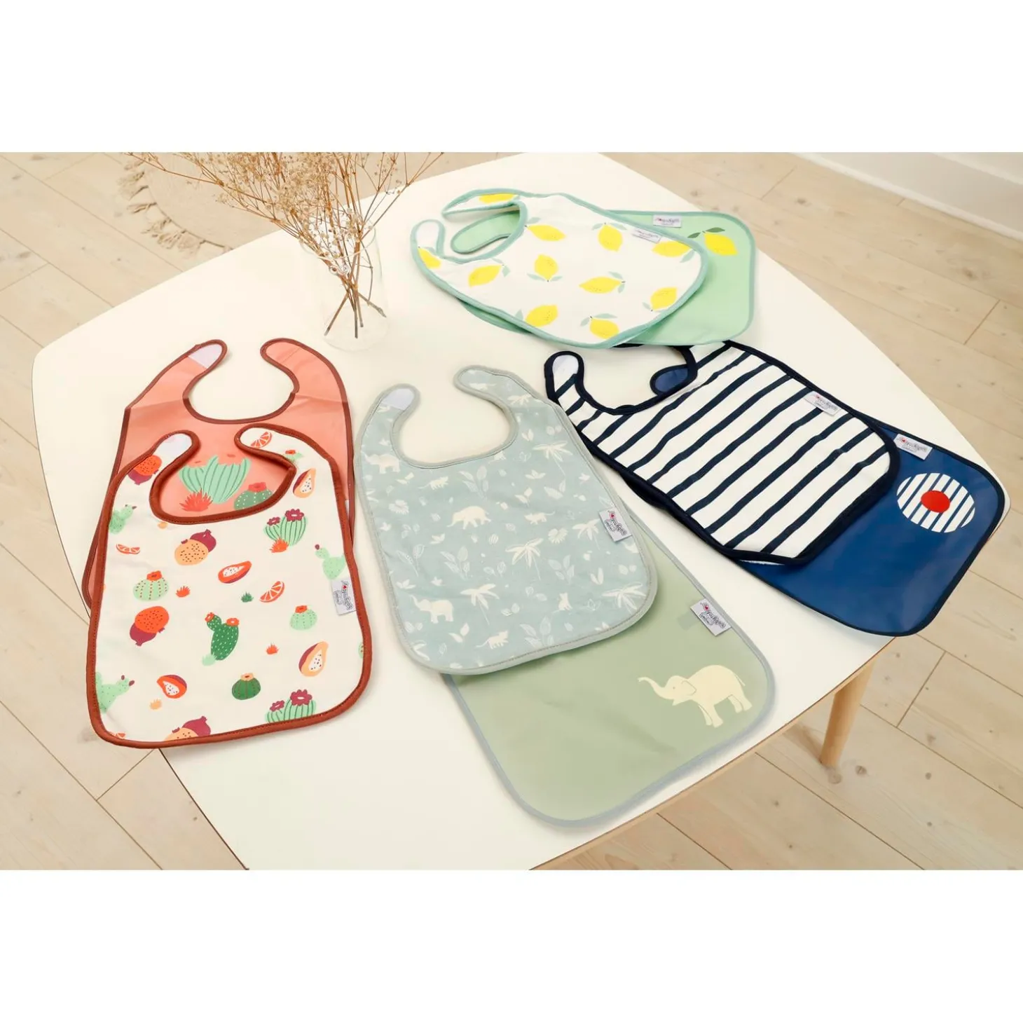 BabyToLove Lot de 2 bavoirs bi-matières Blue Stripes