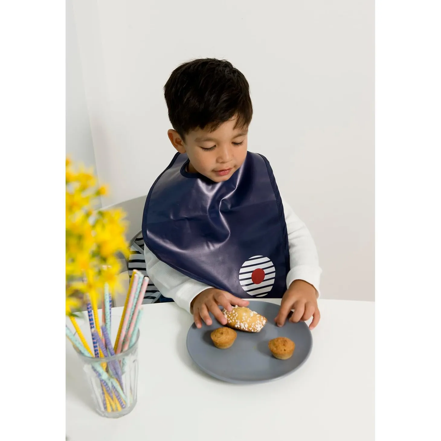 BabyToLove Lot de 2 bavoirs bi-matières Blue Stripes
