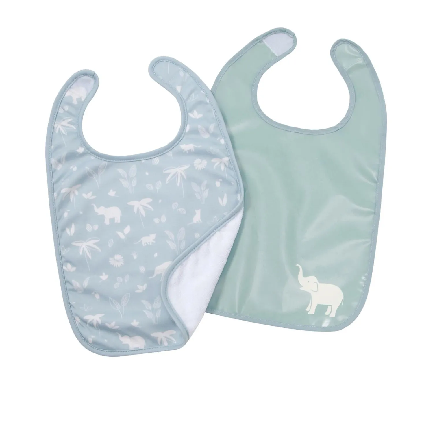 BabyToLove Lot de 2 bavoirs bi-matières Green Tropic