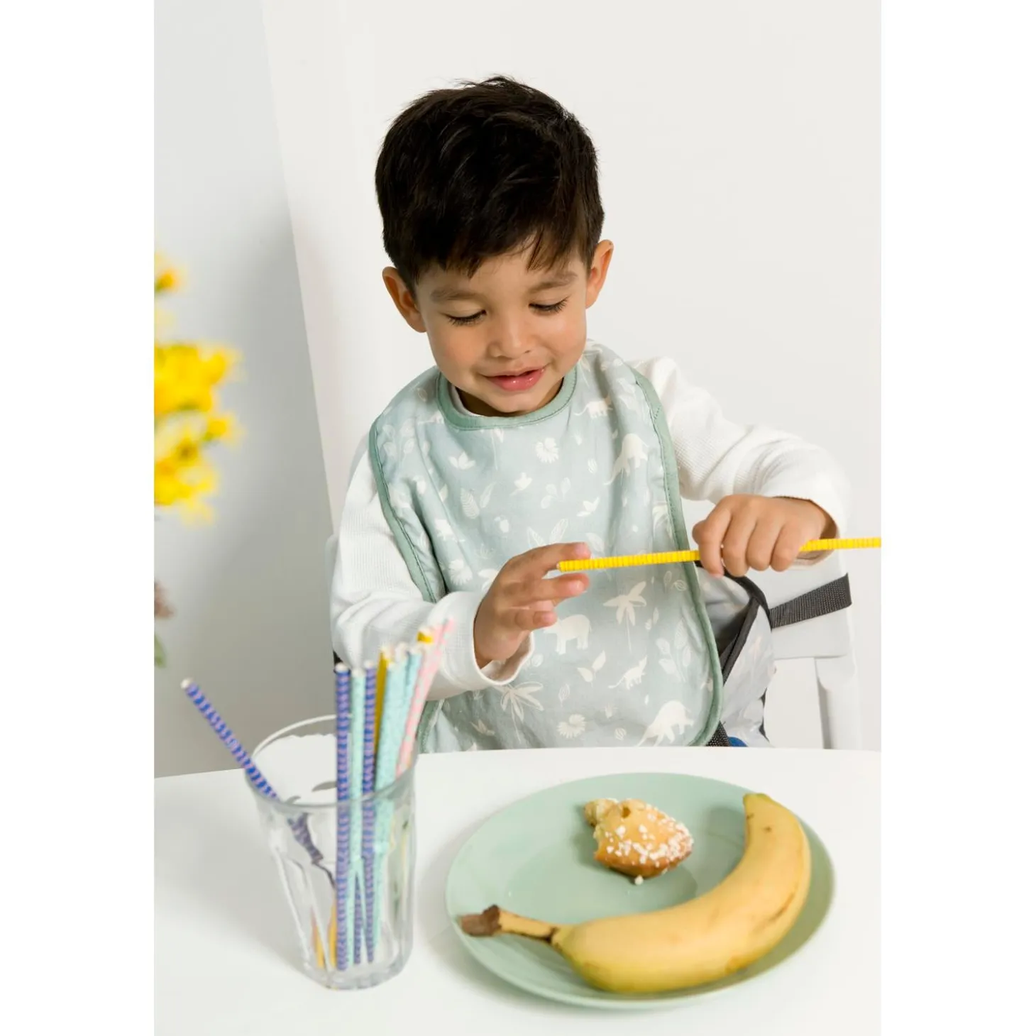BabyToLove Lot de 2 bavoirs bi-matières Green Tropic