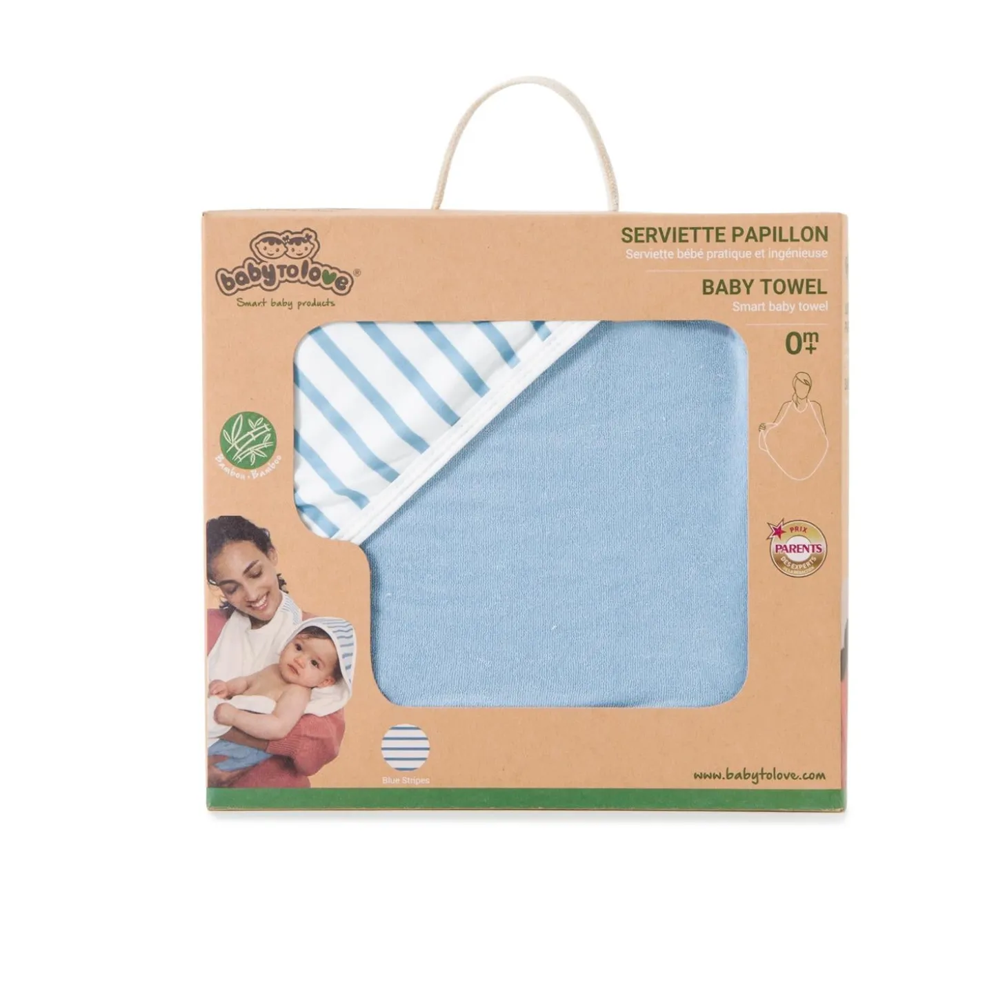 BabyToLove Serviette de bain Papillon Blue Stripes
