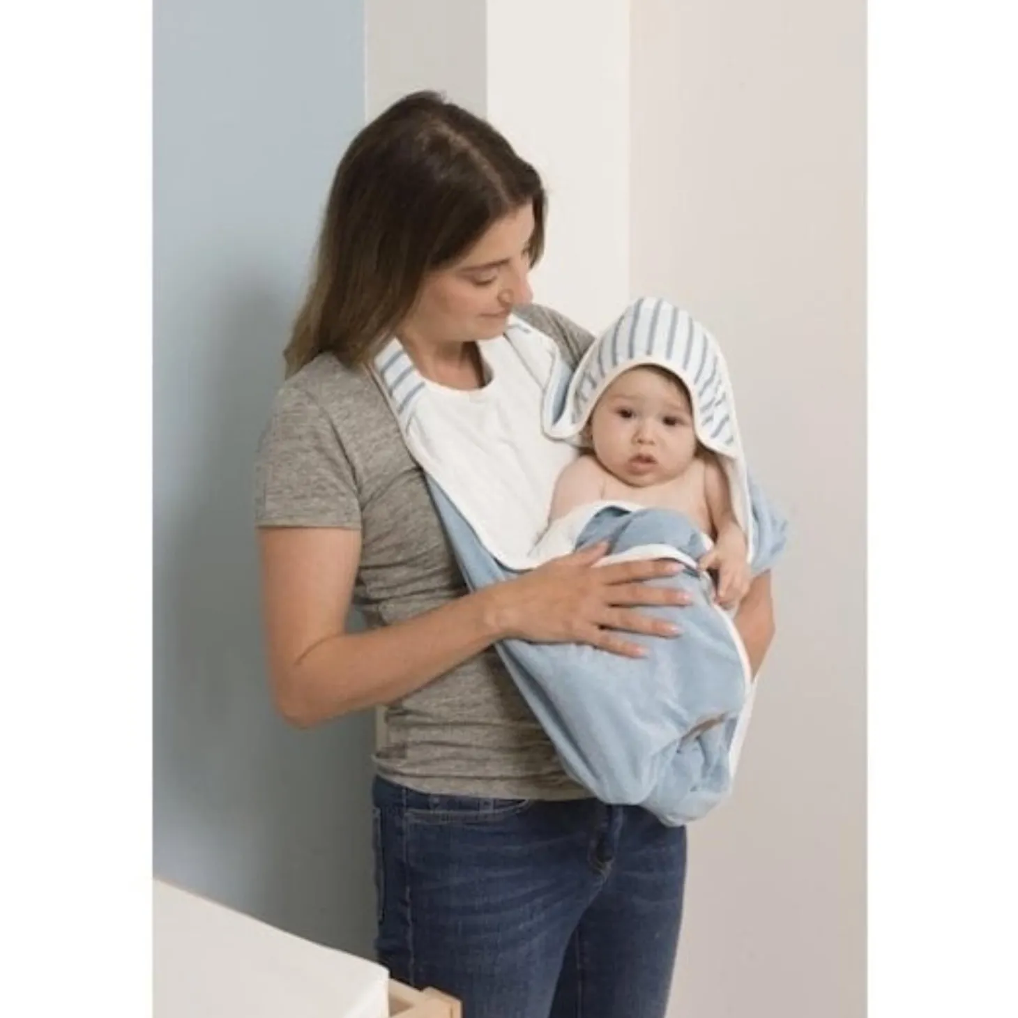 BabyToLove Serviette de bain Papillon Blue Stripes