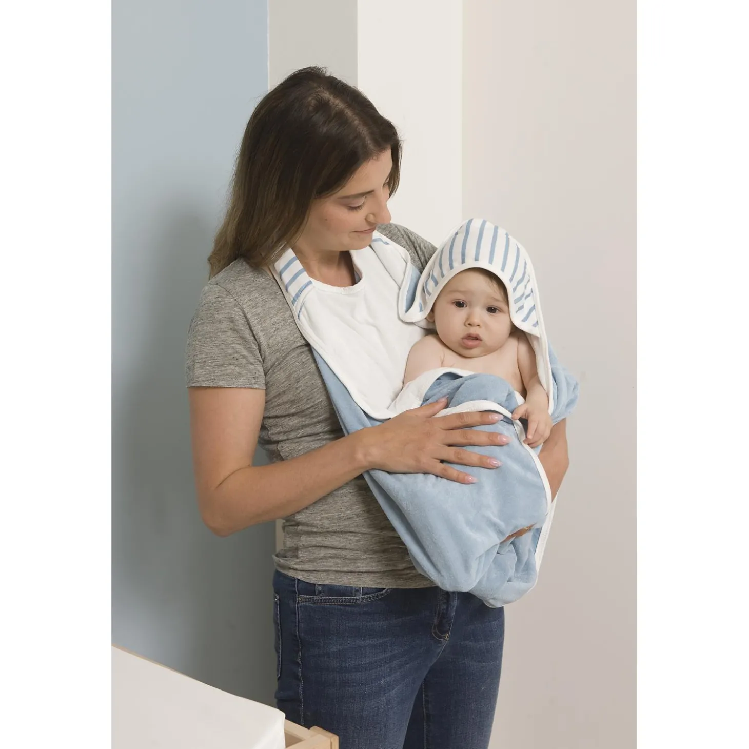 BabyToLove Serviette de bain Papillon Blue Stripes