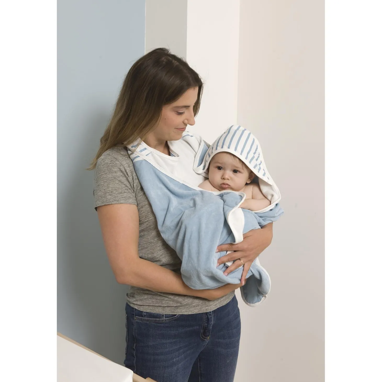 BabyToLove Serviette de bain Papillon Blue Stripes