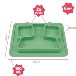Badabulle                    Assiette à compartiments anti-dérapante    Vert