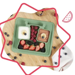Badabulle                    Assiette à compartiments anti-dérapante    Vert