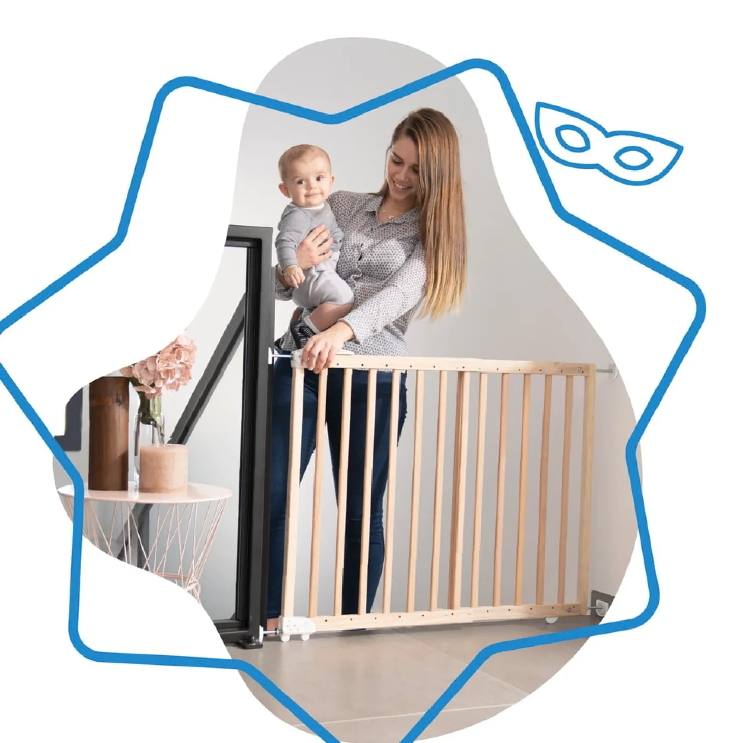 Badabulle Barrière extensible Deco Pop Bois Naturel