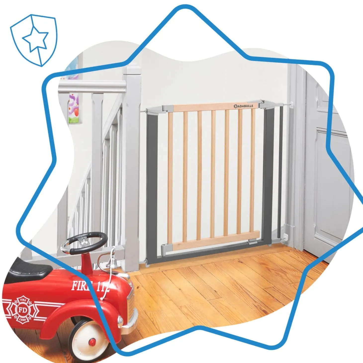 Badabulle Barrière Safe & Lock Bois Et Métal