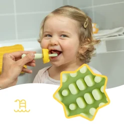Badabulle Brosse à dents évolutive en silicone Vert/Jaune