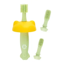 Badabulle Brosse à dents évolutive en silicone Vert/Jaune