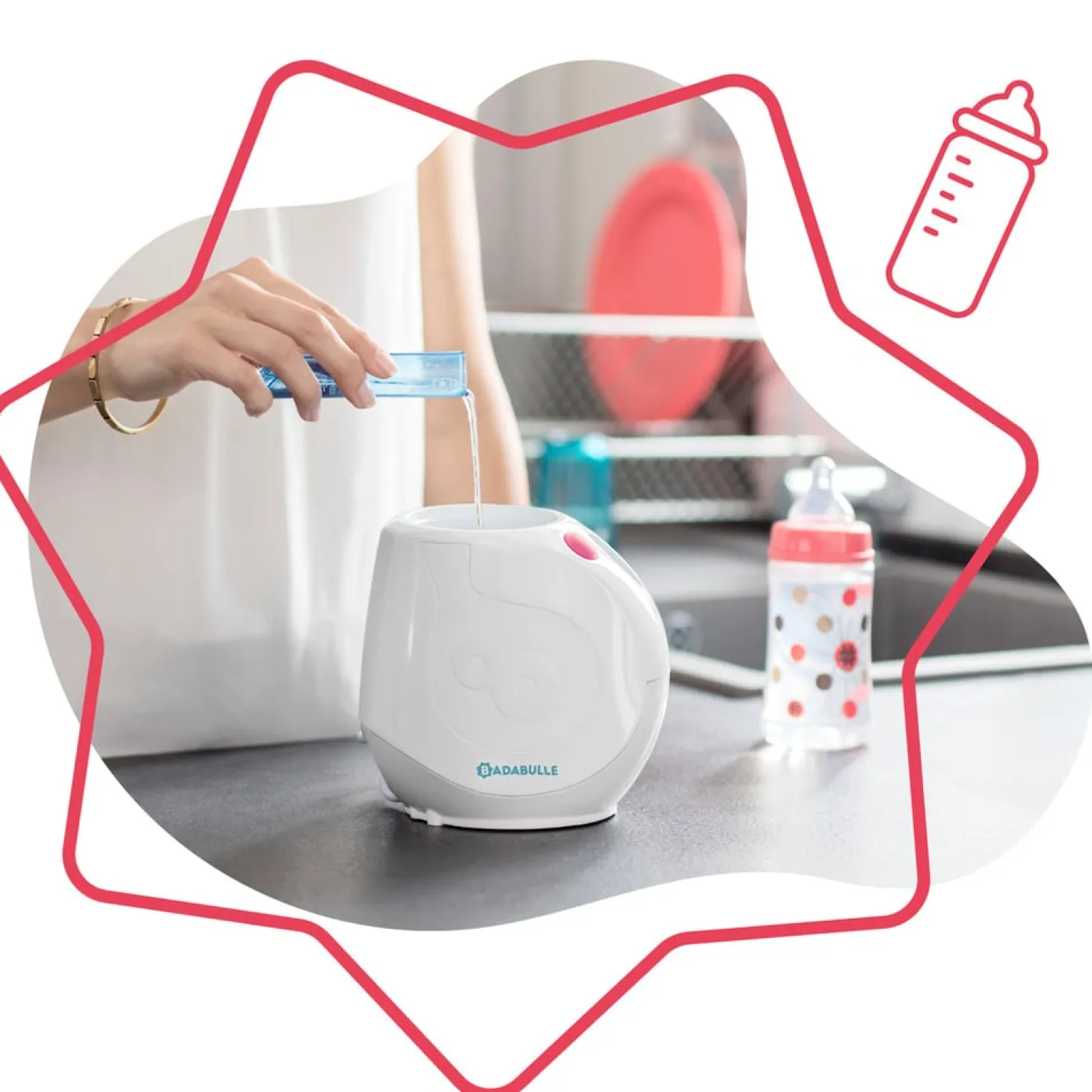 Badabulle Chauffe biberon Easy + pour maison et voiture Blanc/Bleu