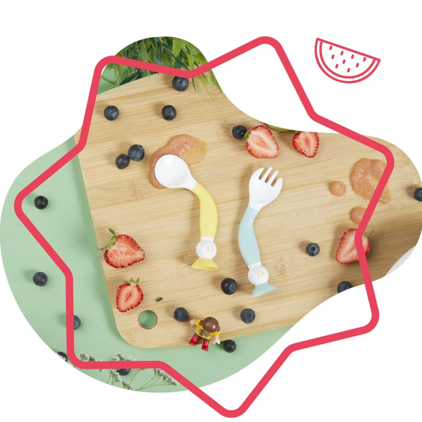 Badabulle Couverts d'apprentissage flexibles Multicolore