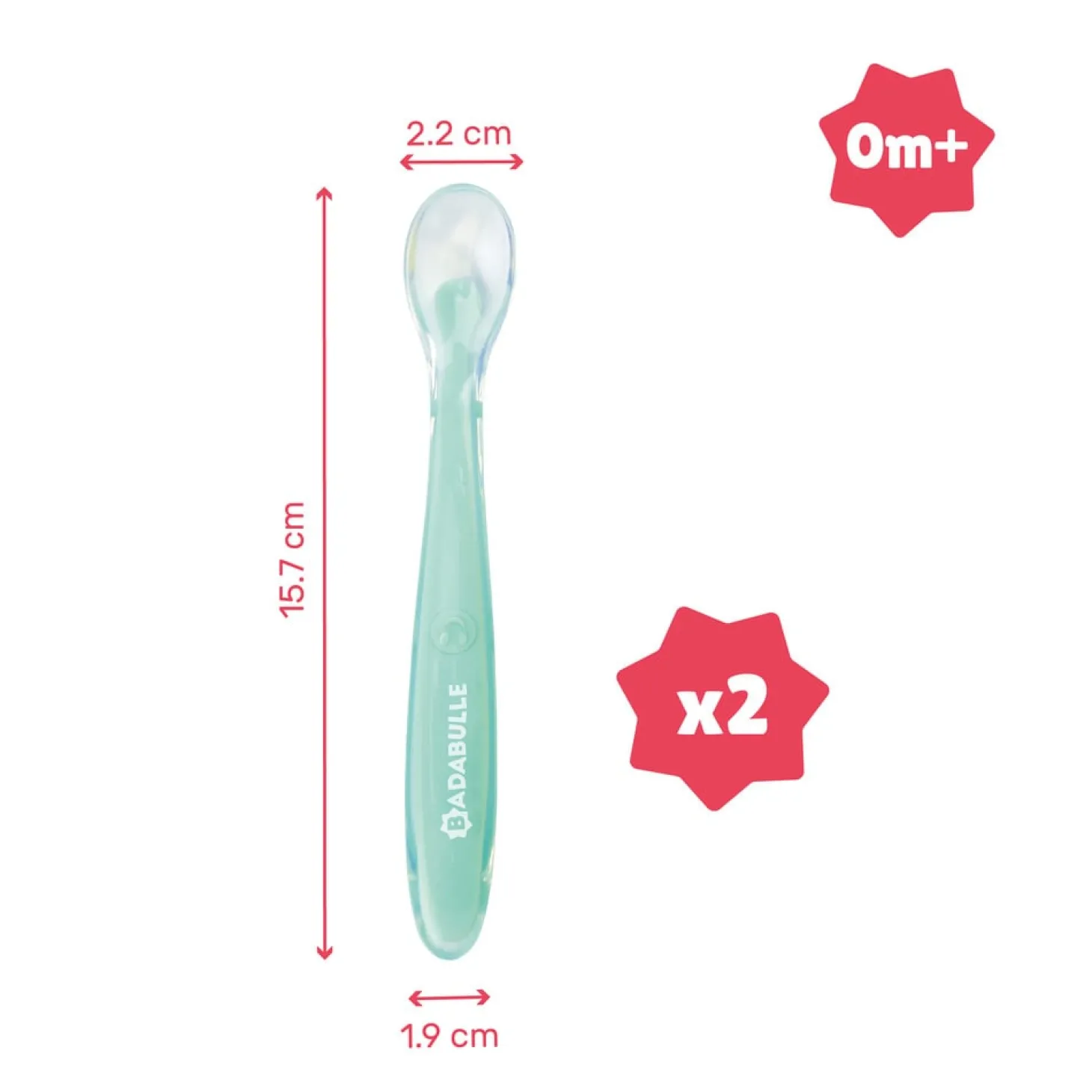 Badabulle 2 Cuillères en silicone Multicolore