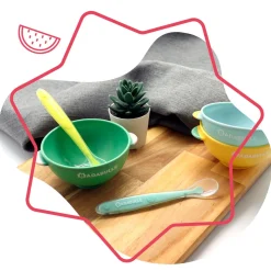 Badabulle 2 Cuillères en silicone Multicolore