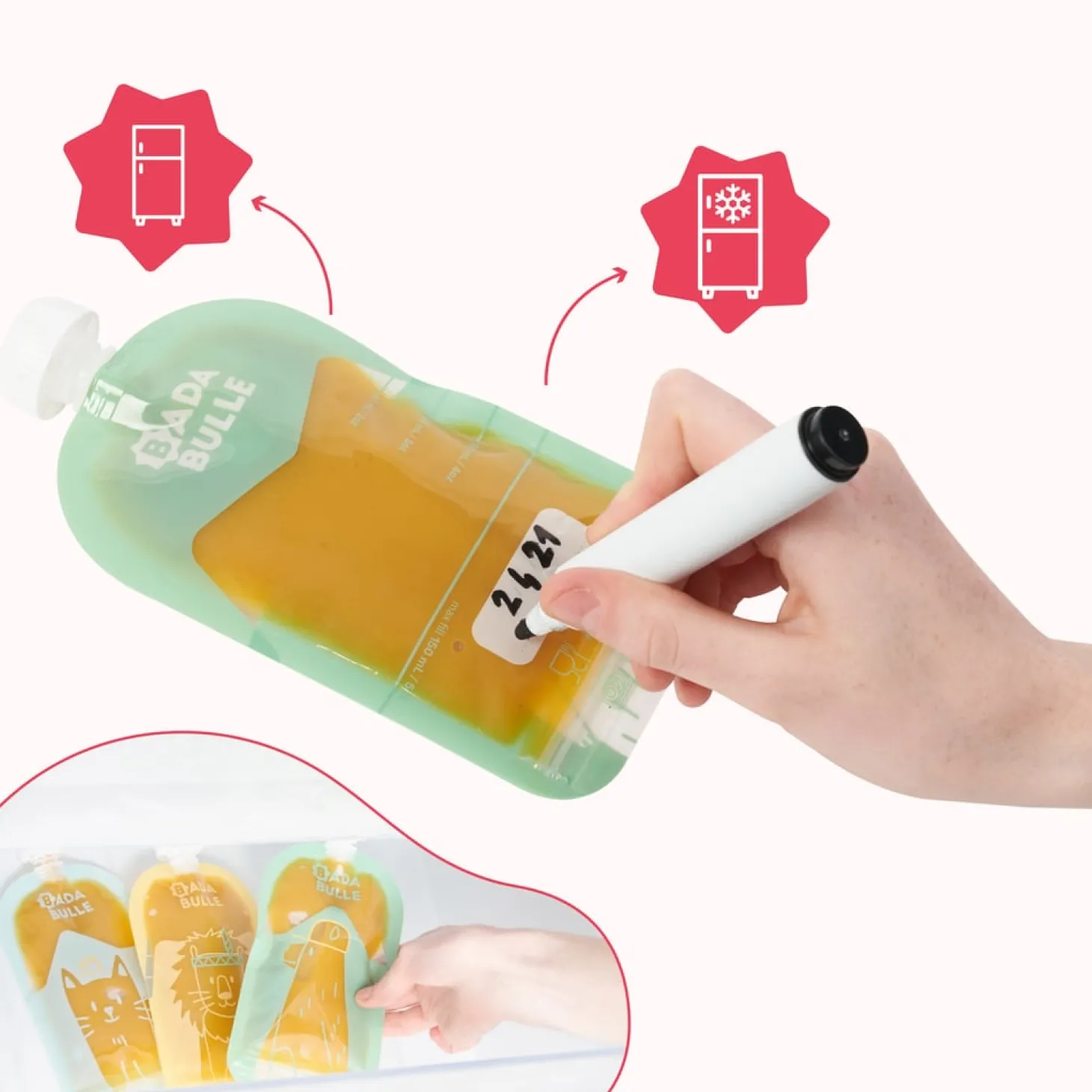 Badabulle 15 gourdes réutilisables Multicolore 150 ml