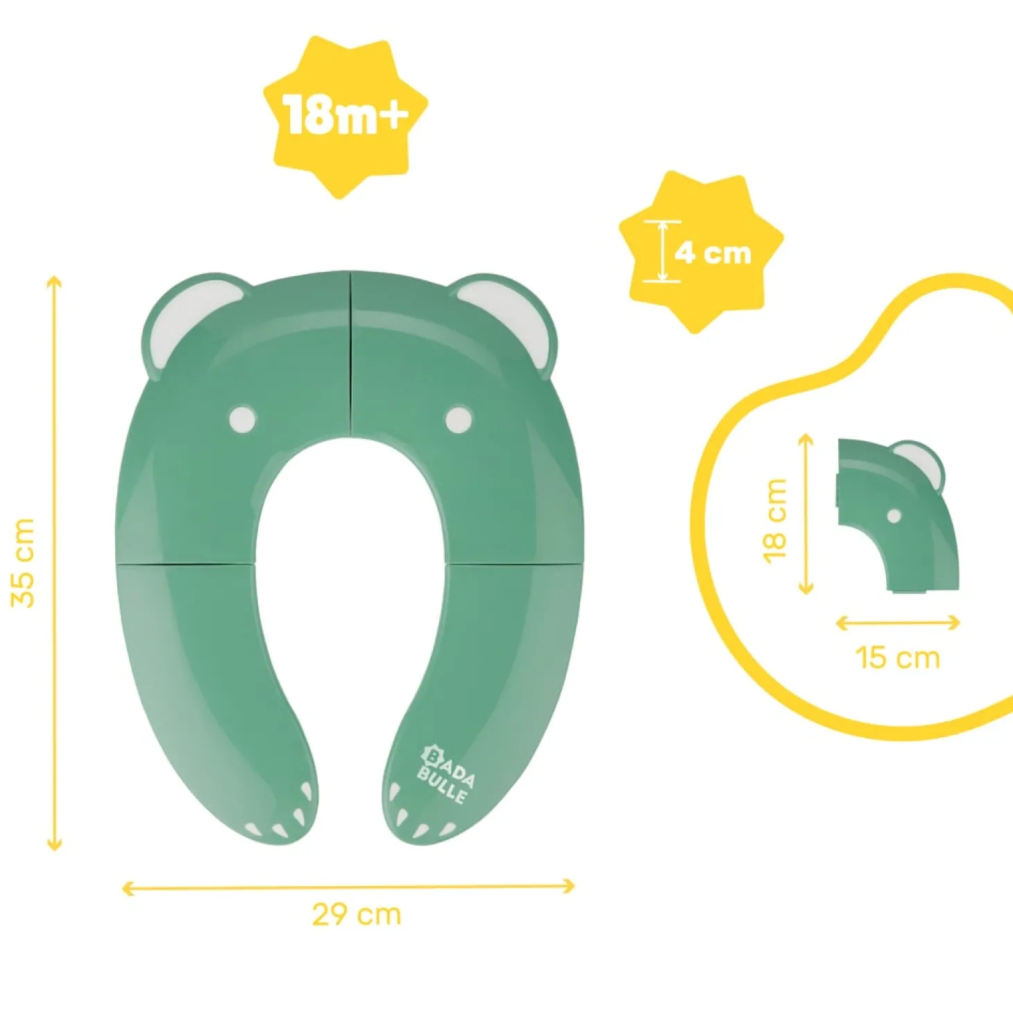 Badabulle Réducteur de toilette pliable Vert