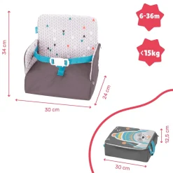 Badabulle Réhausseur Yummy nomade 2 en 1 Gris/Bleu