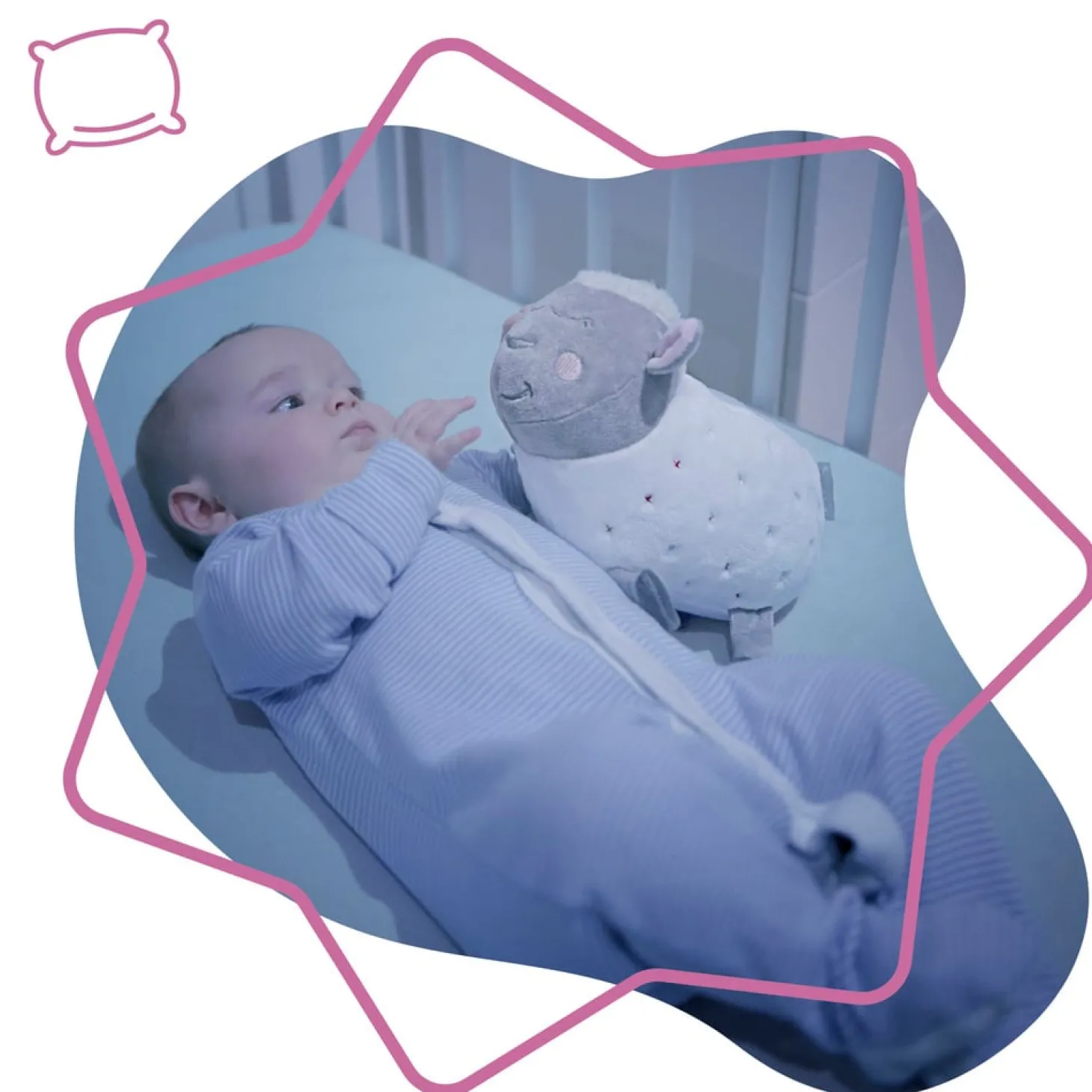 Badabulle Veilleuse mouton peluche Blanc