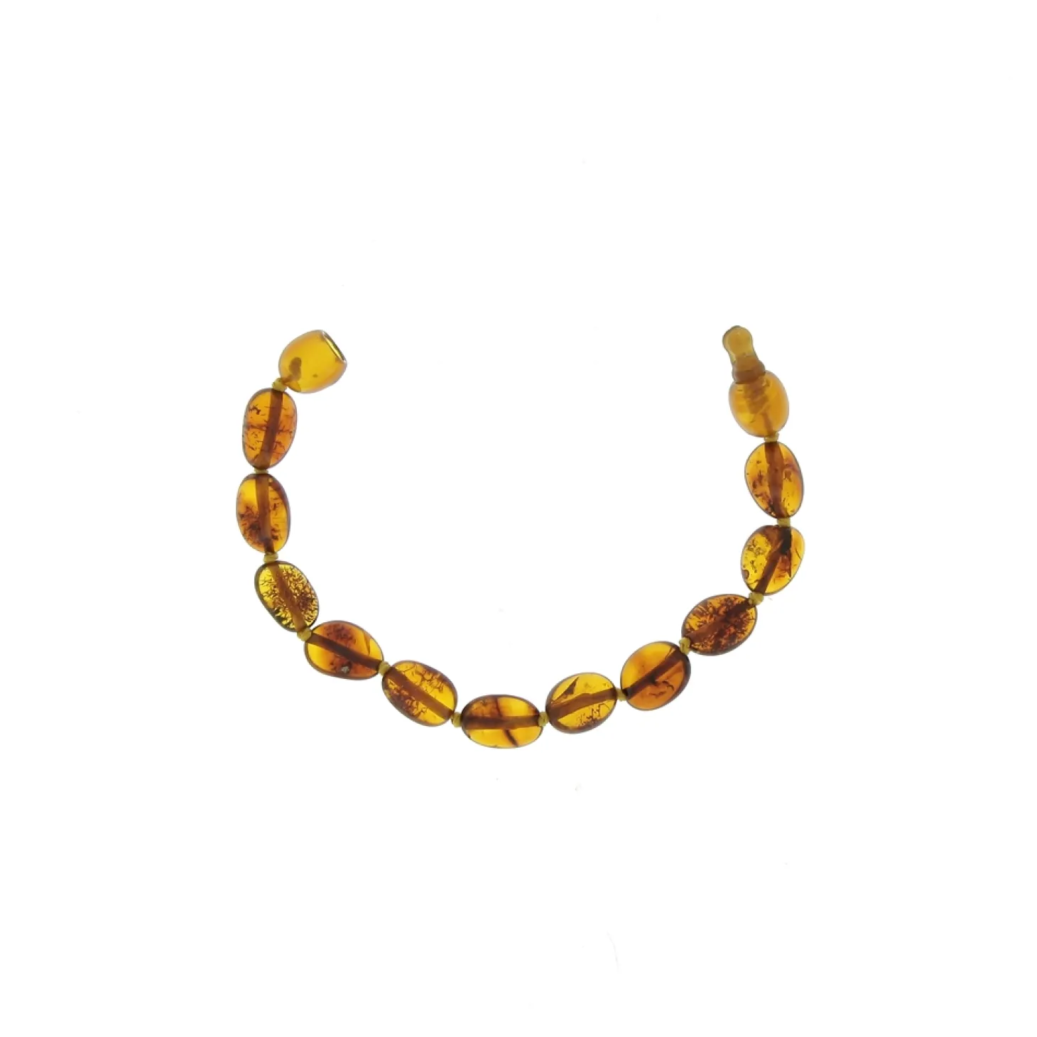 BalticWay Bracelet enfant en ambre Baltique - forme olives Cognac 13 cm