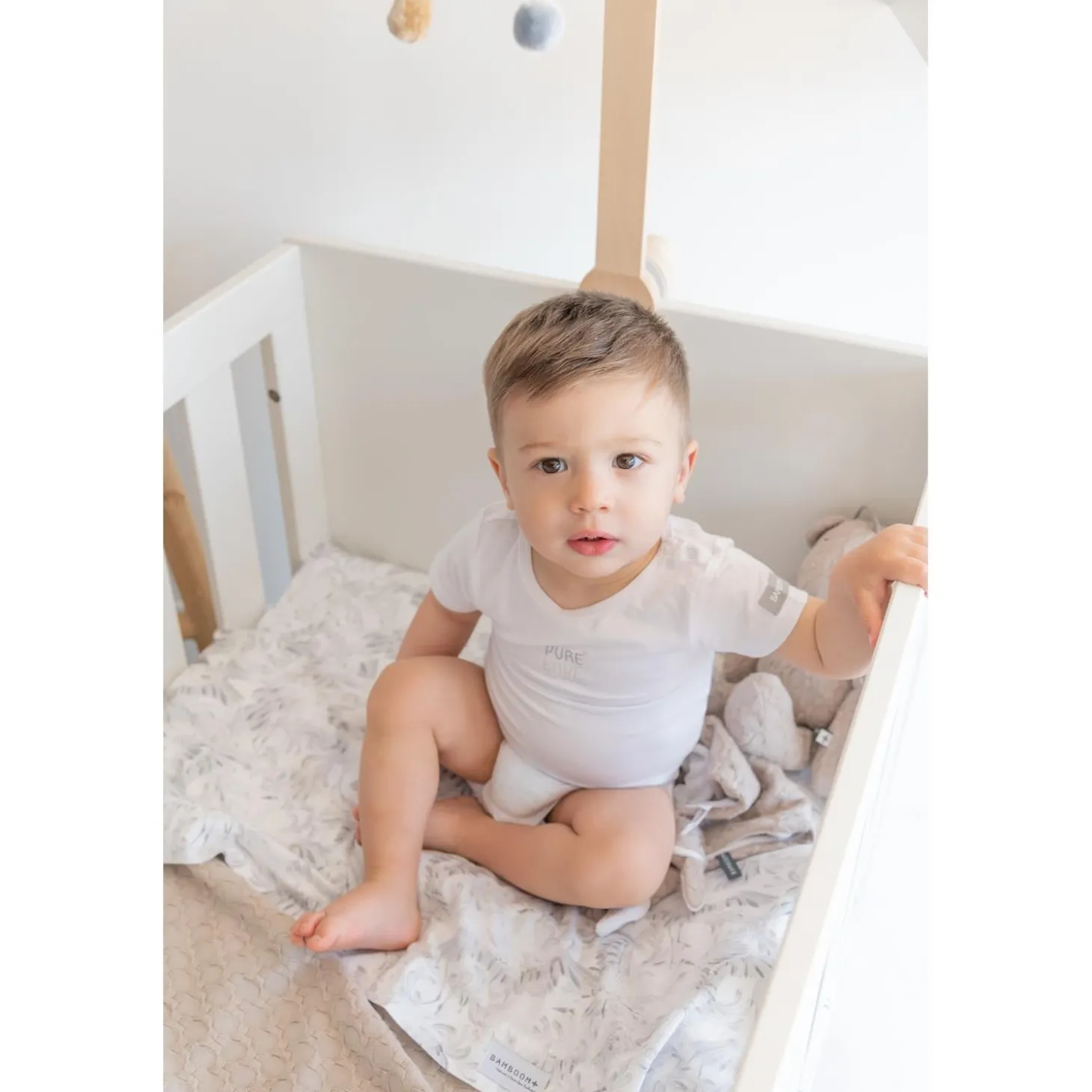Bamboom Body bébé à manches courtes Blanc 6 mois