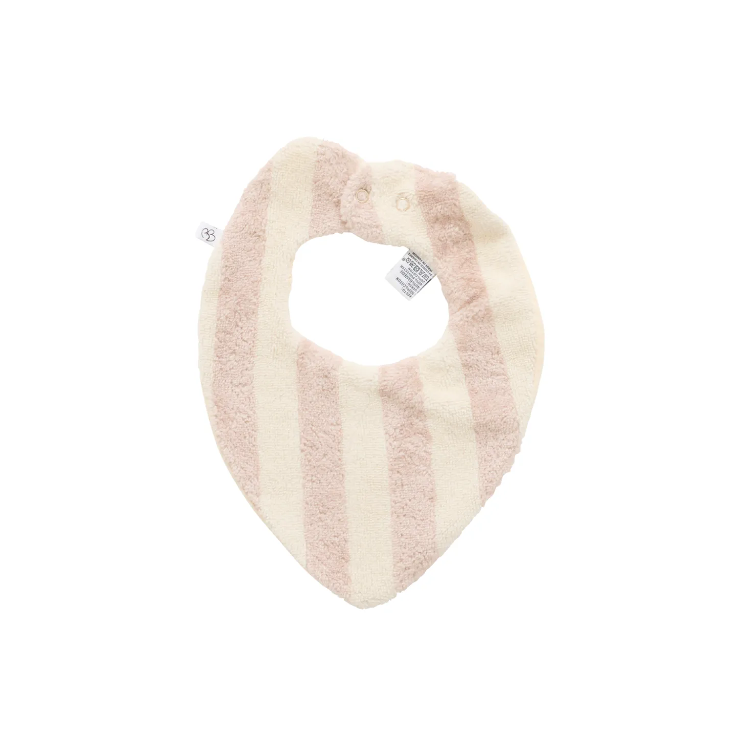 BB&Co Bavoir bandana réversible bambou / gaze rayée Ivoire/ Galet