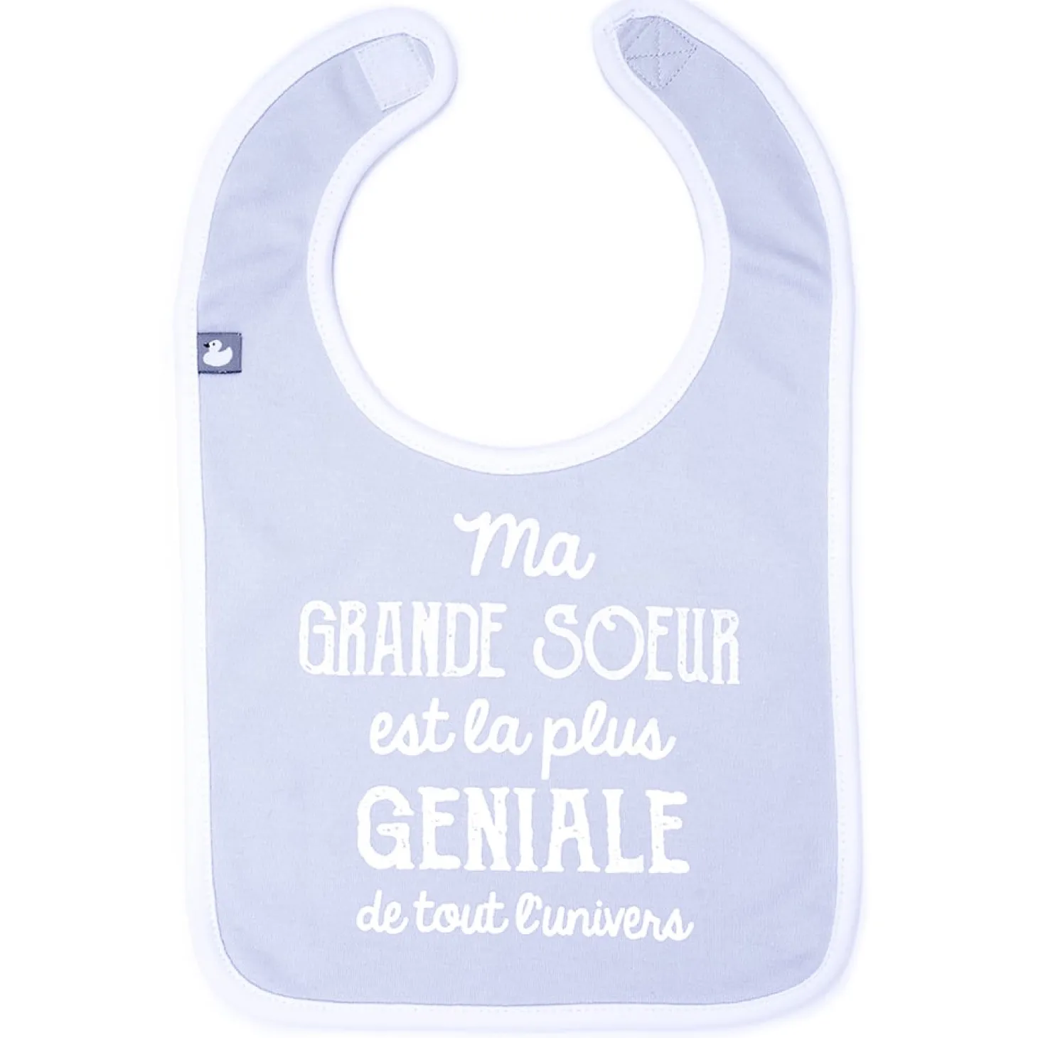 BB&Co Bavoir ""Ma grande soeur est la plus géniale..."" Gris Clair /Blanc 0-18 mois