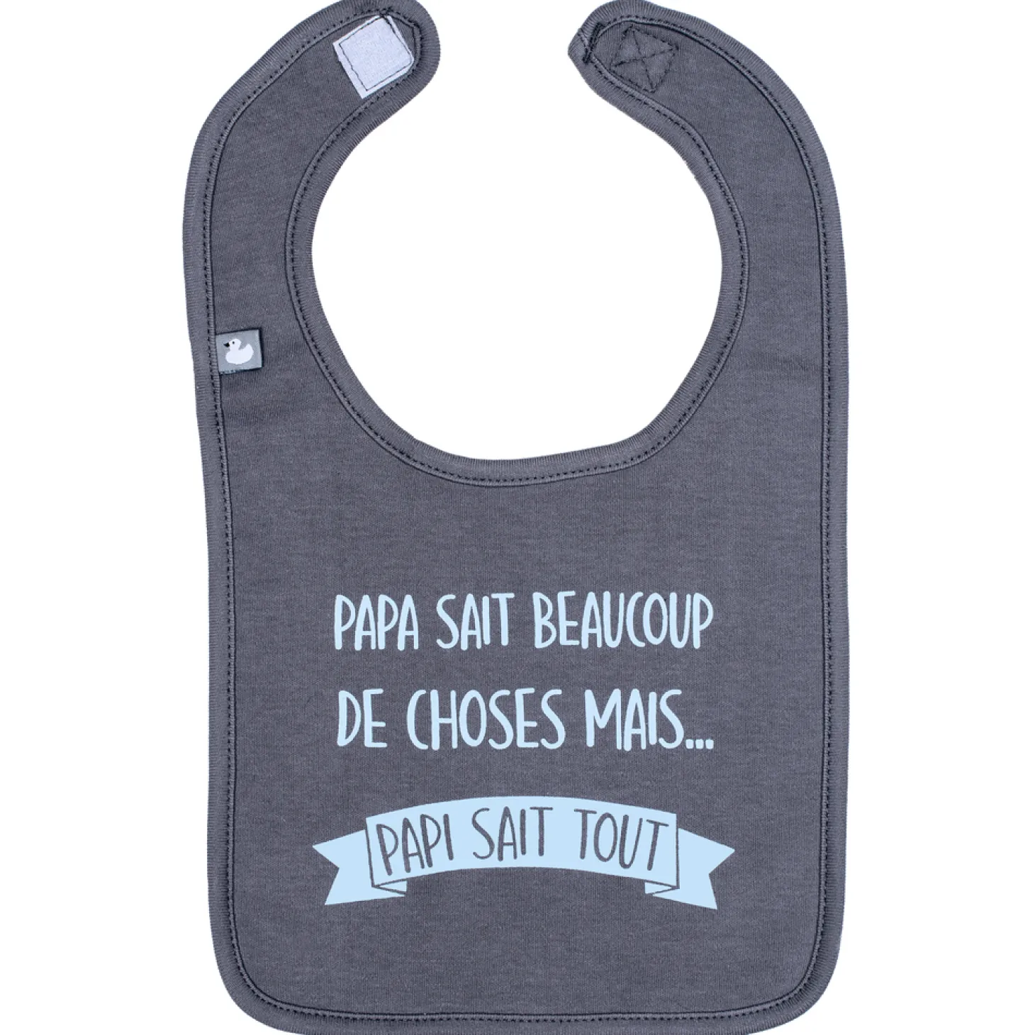 BB&Co Bavoir "Papi sait tout" Anthracite/Bleu 0-18 mois