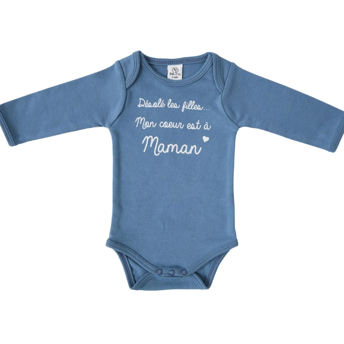 BB&Co Body manches longues Mon cœur est à Maman Pierre Bleue