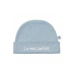 BB&Co                    Bonnet doublé pur coton Le mec parfait    Bleu Grisé            Naissance