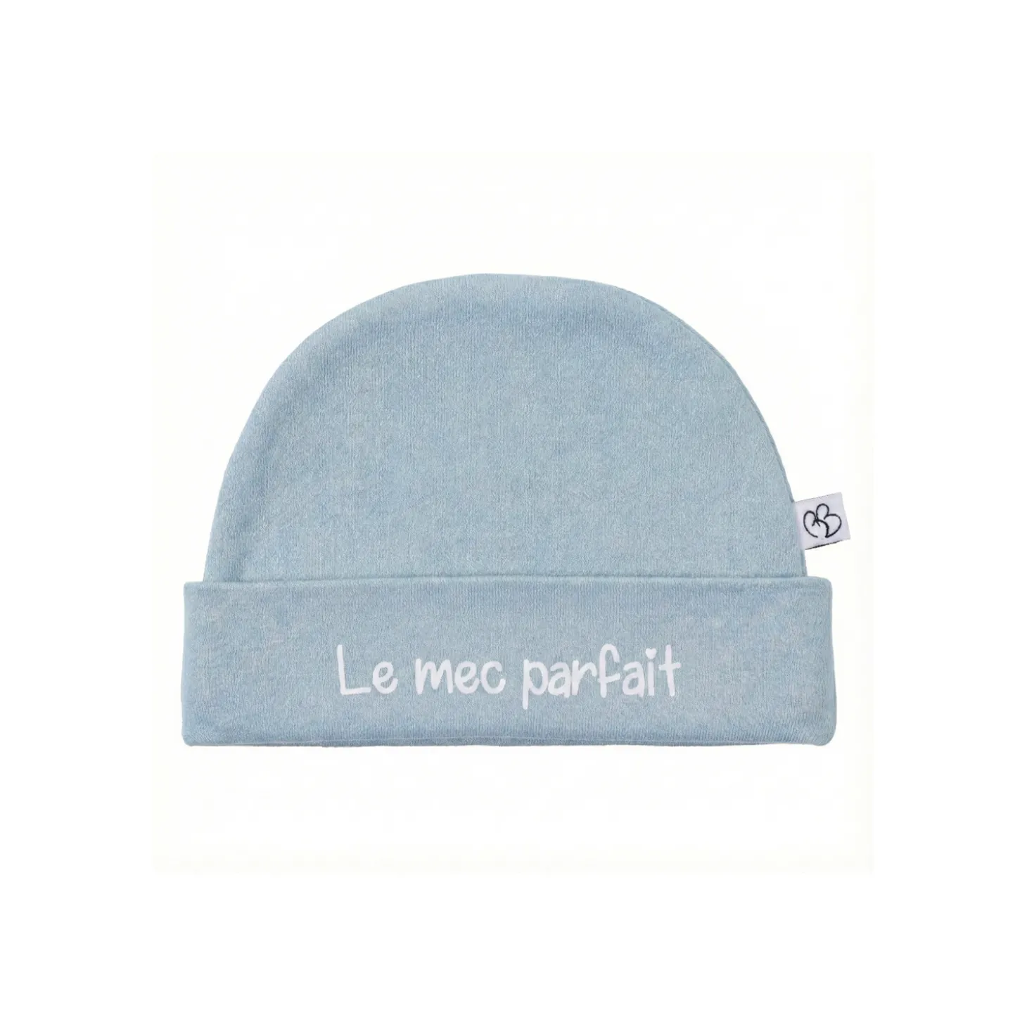 BB&Co Bonnet doublé pur coton Le mec parfait Bleu Grisé Naissance