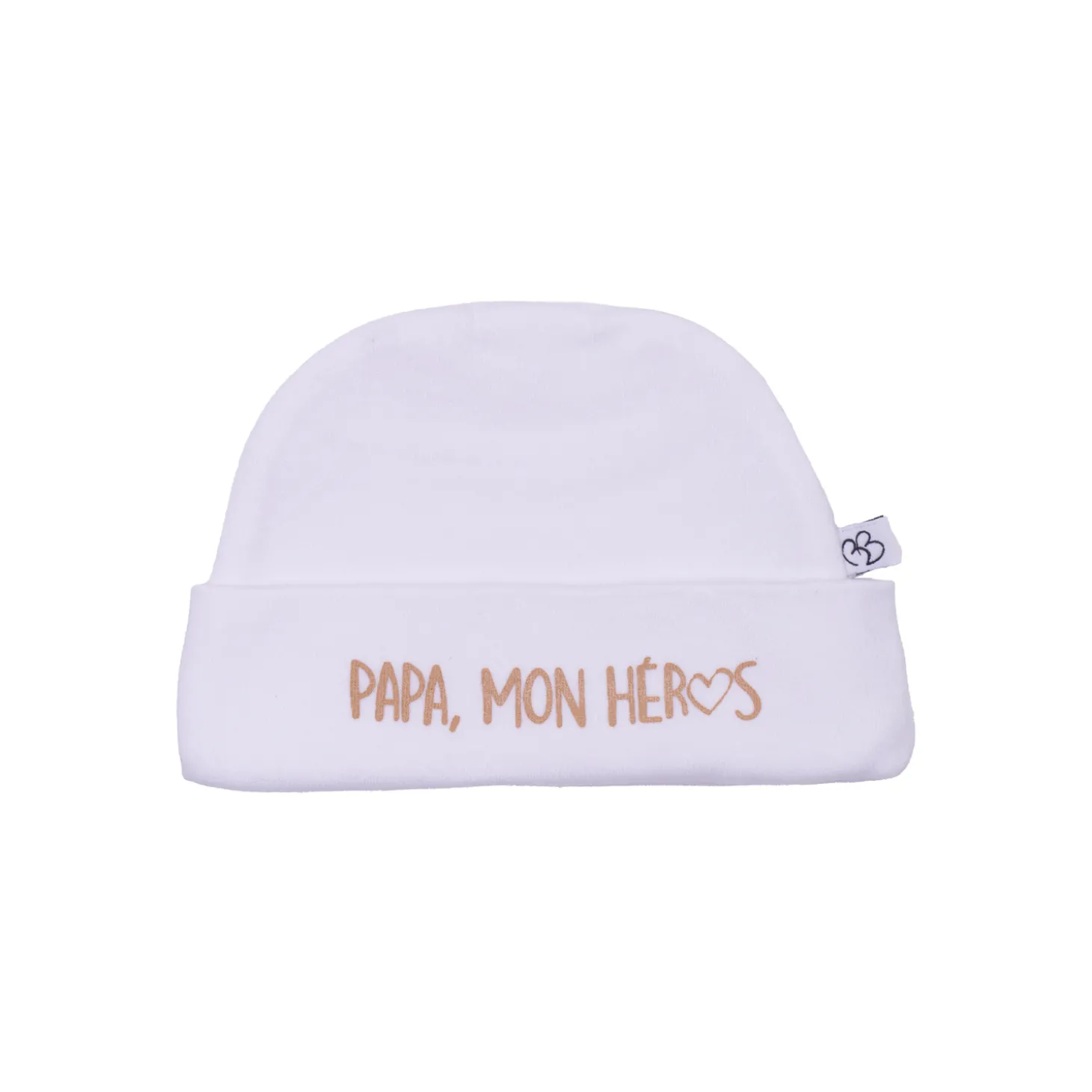BB&Co Bonnet doublé pur coton Papa mon héros Blanc Naissance