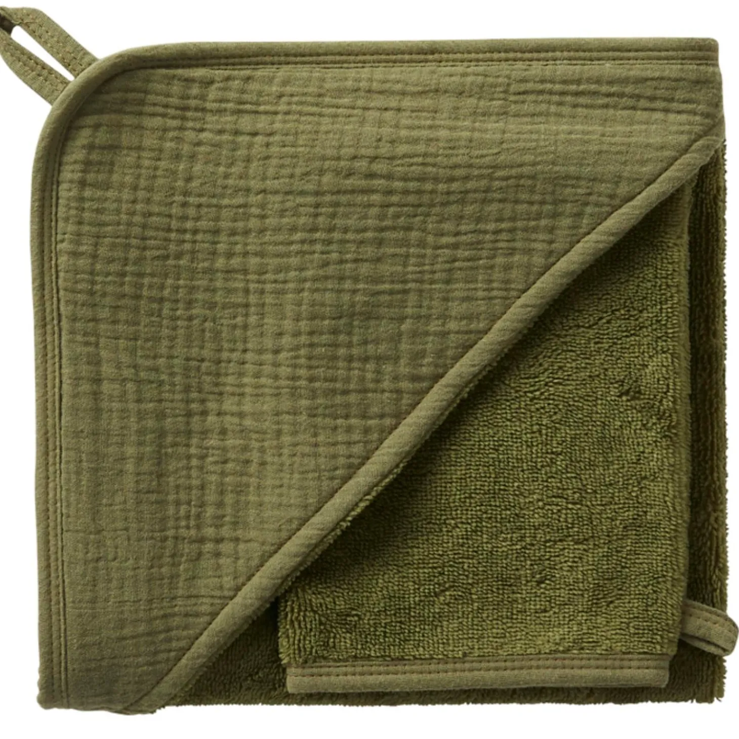 BB&Co Cape de bain avec gant bambou et gaze Fougère