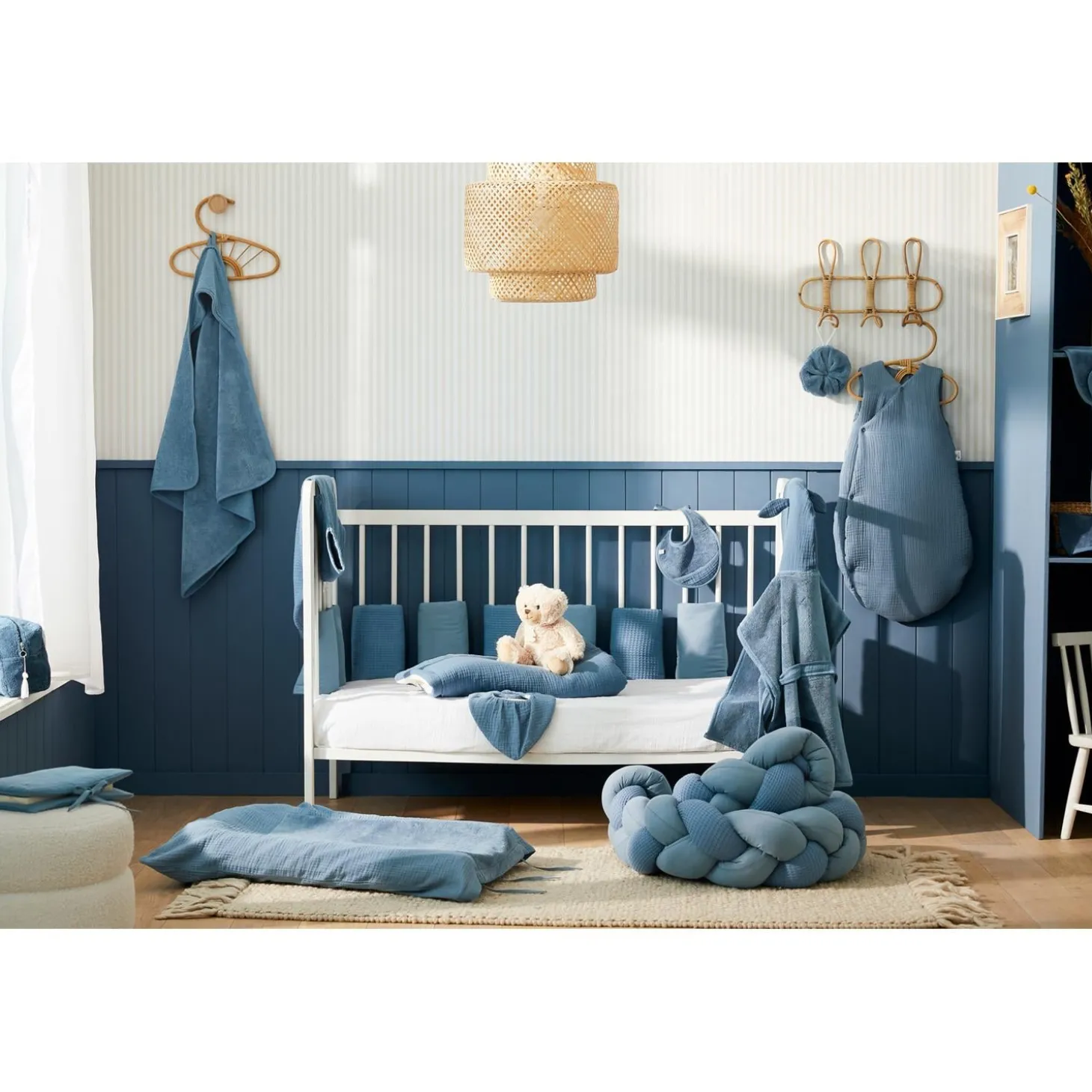 BB&Co Cape de bain bambou Mix & Match Pierre Bleue 70x70 cm