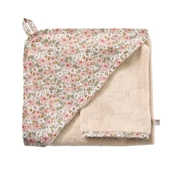 BB&Co Cape de bain + gant Afternoon Tea Biscuit/ Liberty 70x70 cm