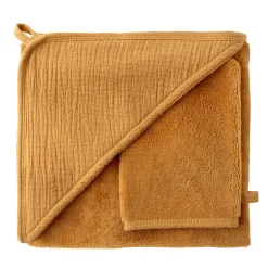 BB&Co Cape de bain + gant bambou & gaze Mix&Match Noisette 0-24 mois