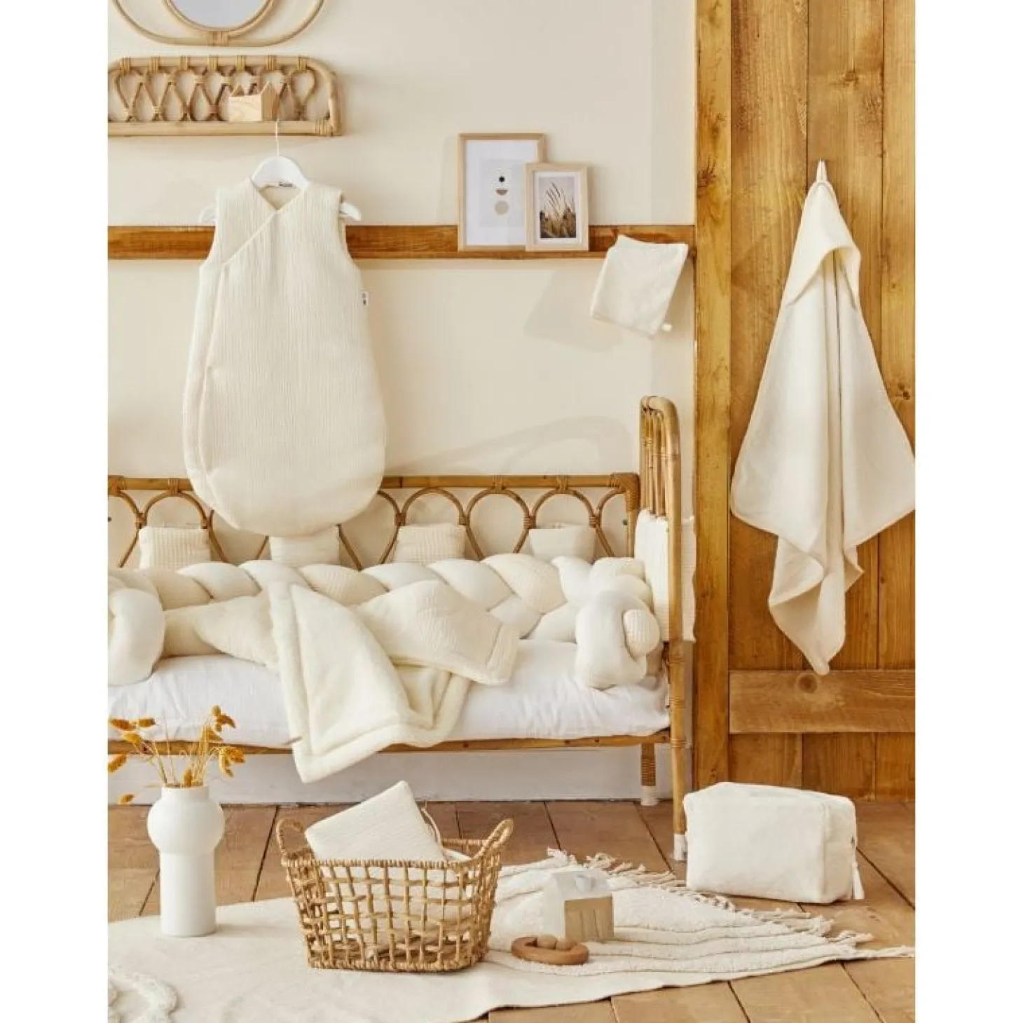 BB&Co Cape de bain + gant bambou & gaze Mix&Match Mousse De Lait