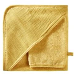 BB&Co                    Cape de bain + gant bambou & gaze Mix&Match    Moutarde