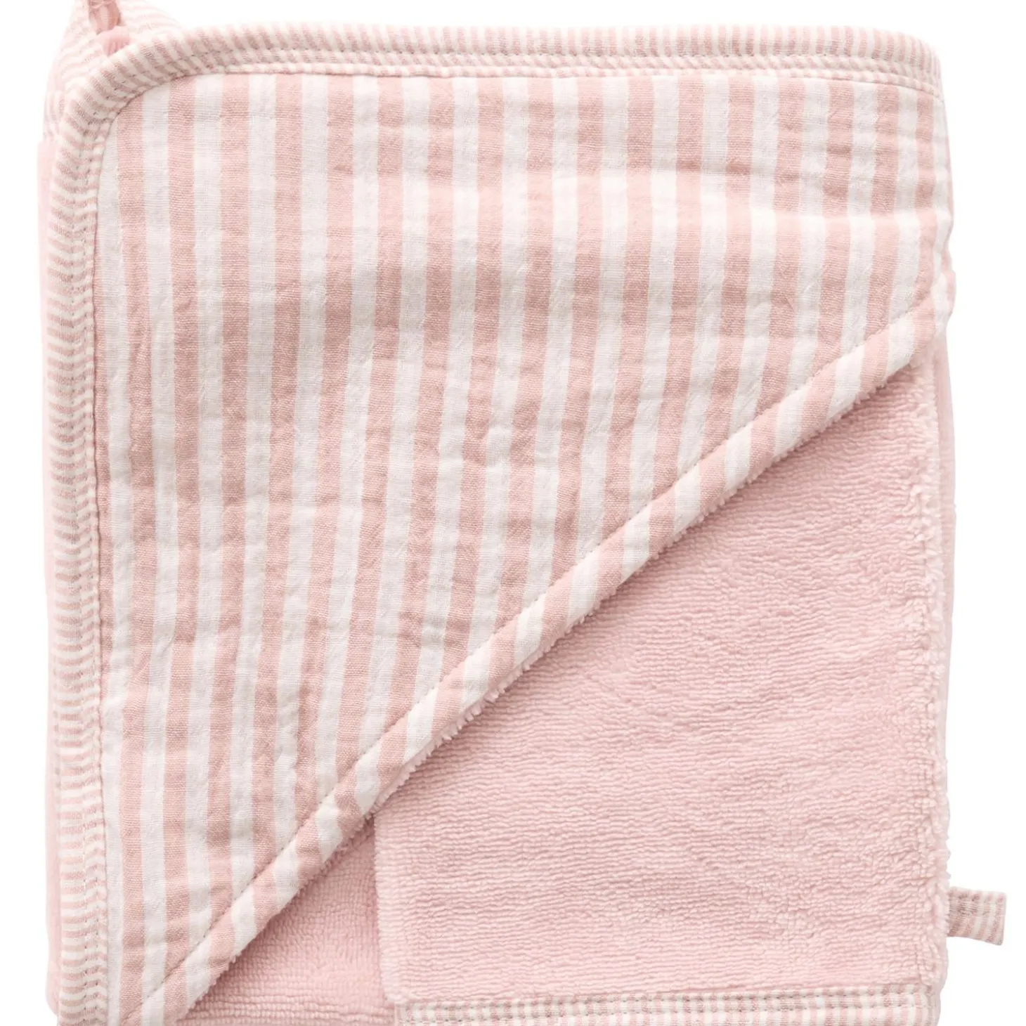 BB&Co Cape de bain + gant rayé Soft Stripes Vieux Rose 70x70 cm